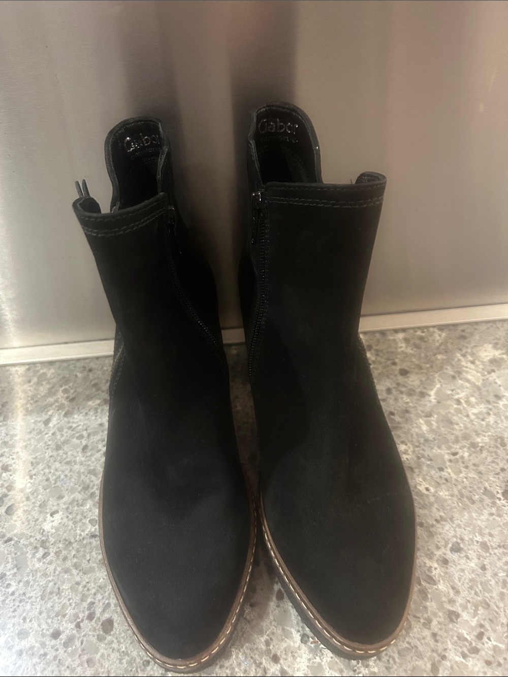 Gabor Black Suede Ankle Booties